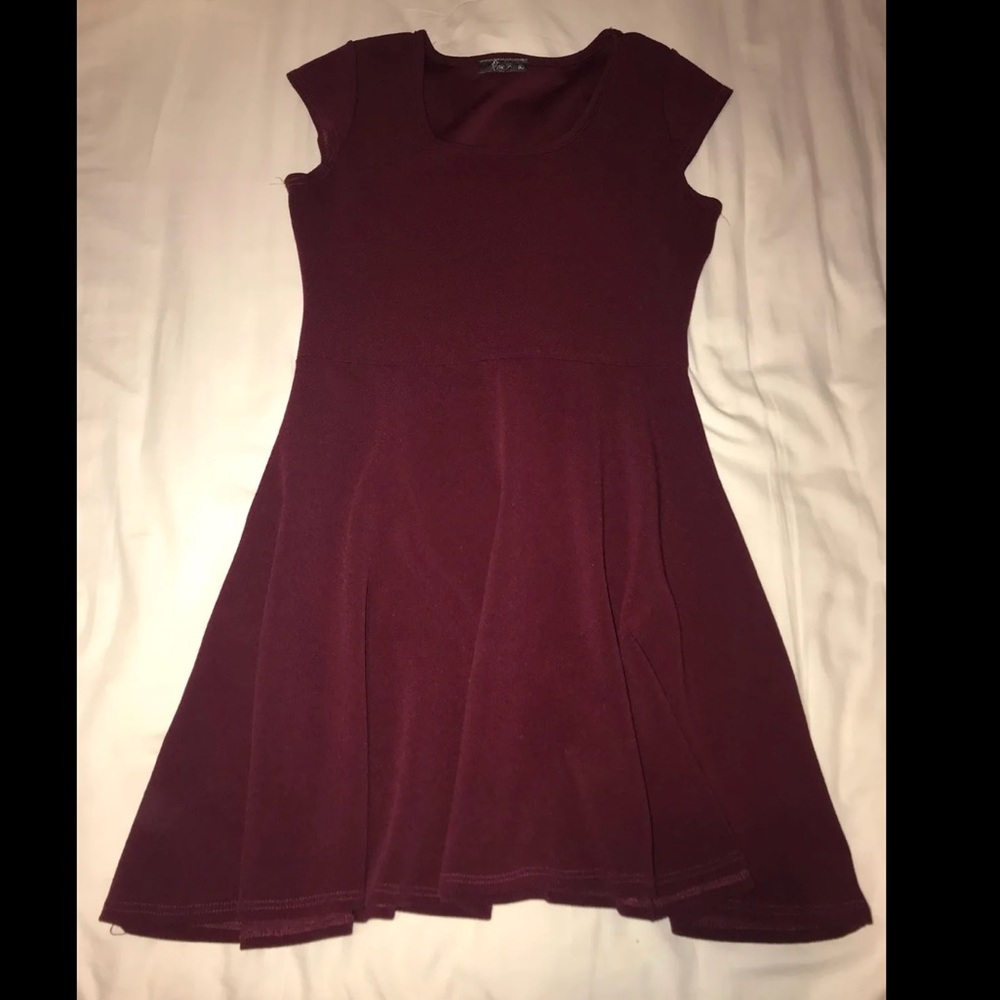 Burgundy Skater flowy dress